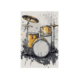 Drum Set Unframed Canvas Wall Art  16" X 24"